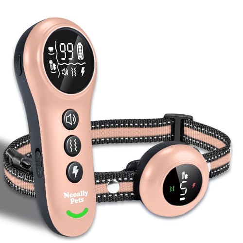 Neoally 2 in 1 Dog Training and Bark Control Collar: Smart Anti Barking Collar with and with No Remote for 5-150 lbs Small Medium Large Dogs. Rechargeable and Waterproof Receiver (Pink)
