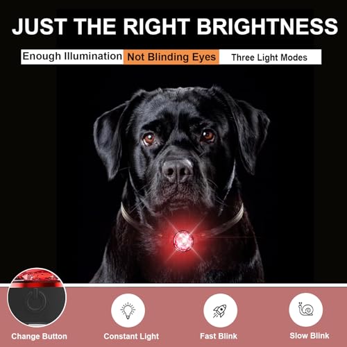 Yesbular 2-Pack dog collar lights for nighttime clip on, 3 modes dog leash light, 100% waterproof dog light clip. Durable Silicone Band dog lights for night walking(Red).