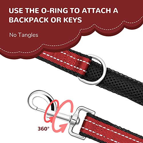 Pawhuggies Reflective Dog Collar and Leash Set for Small Dogs, 4 FT/5 FT Dog Leash, Handle with an O-ring, Adjustable Mesh Padded Small Dog Collar with Quick Release Buckle-Red