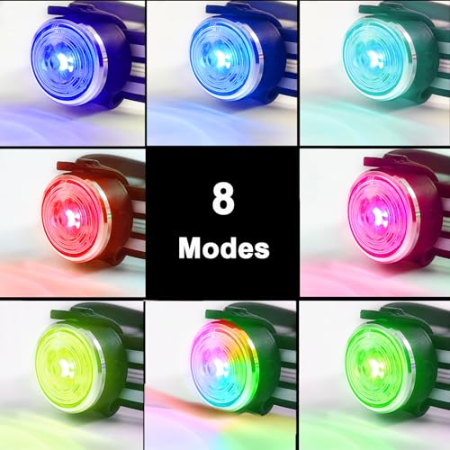 Tubasion 2-Pack Dog Lights for Night Walking, Upgraded 8 Modes Rechargeable Dog Collar Lights for Nighttime Clip On, IP66 Waterproof and Silicon Band Safety Lights for Dog Collars