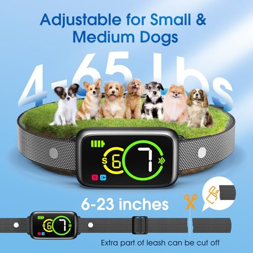 Dog Bark Collar, Bark Collar for Small Medium Mini Dogs, Smart No Bark Collar, Safe & Humane No Shock Barking Collar, Automatic Stop Bark Collar with Adjustable Beep Vibration Modes and 7 Sensitivity