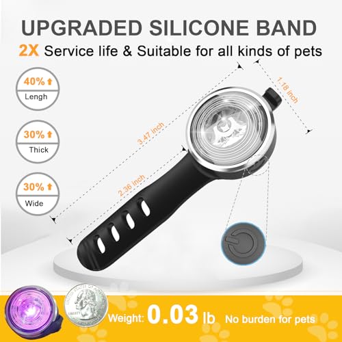 Tubasion 2-Pack Dog Lights for Night Walking, Upgraded 8 Modes Rechargeable Dog Collar Lights for Nighttime Clip On, IP66 Waterproof and Silicon Band Safety Lights for Dog Collars