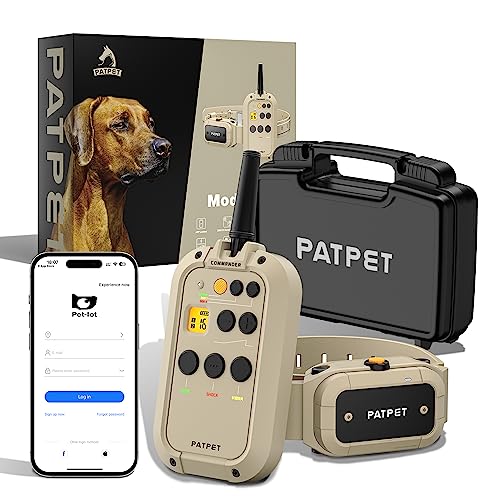 PATPET Shock Collar with APP Control - 1/2 Mile Range Bluetooth-Enabled Waterproof Dog Training Collar with Remote, 2-in-1 Shock Collar for Large Medium Dogs(15-140lbs)