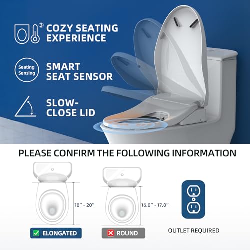 SmartWhale Electric Bidet Toilet Seat, Elongated Heated Toilet Seat with Instant Warm Water & Dryer, Smart Bidet Warmer, Feminine & Front Rear Wash, Wireless Remote, Self-Clean Nozzle, Slow Close Lid