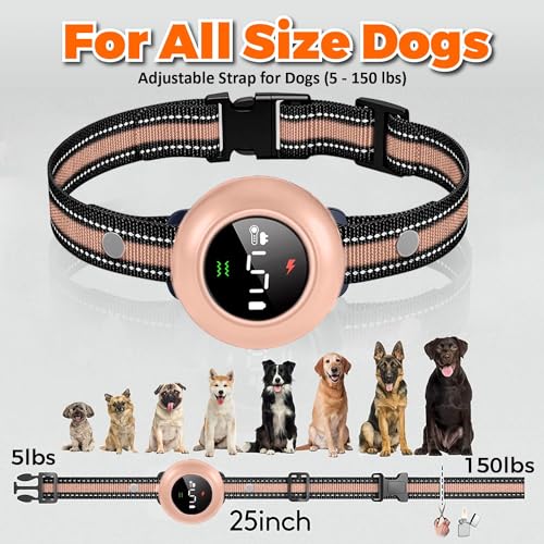 Neoally 2 in 1 Dog Training and Bark Control Collar: Smart Anti Barking Collar with and with No Remote for 5-150 lbs Small Medium Large Dogs. Rechargeable and Waterproof Receiver (Pink)