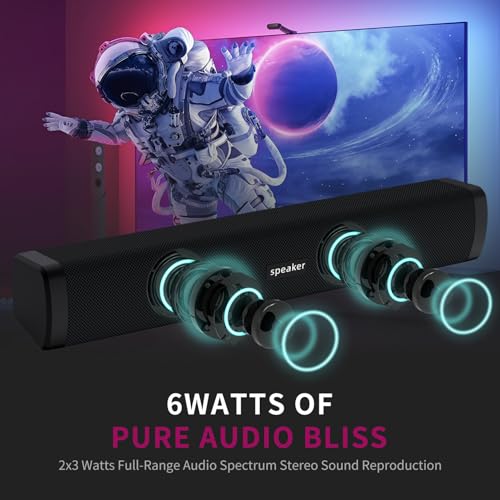 OOYY Home Portable Wireless Sound Bar with Bluetooth, Home Theater TV Sound Bar System Compatible for PC, Laptop, Smartphones
