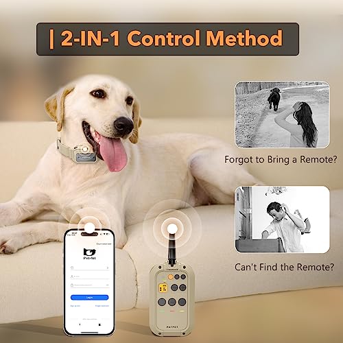 PATPET Shock Collar with APP Control - 1/2 Mile Range Bluetooth-Enabled Waterproof Dog Training Collar with Remote, 2-in-1 Shock Collar for Large Medium Dogs(15-140lbs)