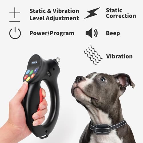 Electronic Training Collars with Nylon Leash for Large Dogs, 1600ft Waterproof Electric Collar with 3 Training Options for Dogs Automatic Stop Pull and Remote Recall-Black