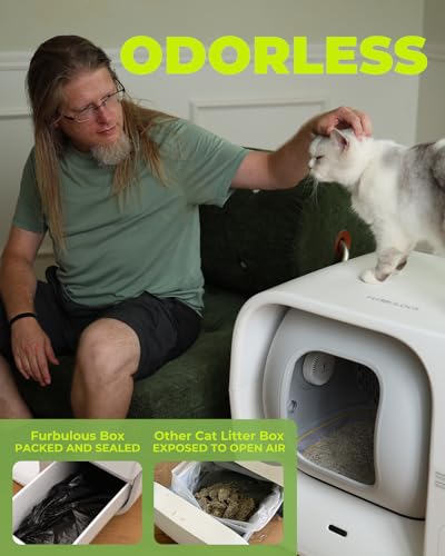 Furbulous TRUE Odor-Free Self Cleaning and Packing Litter Box, Automatic Cat Litter Box with Self-Pack and Refill System, APP Control, includes Trash Bags, Extra Large Space for 3.3-25 lbs Cats