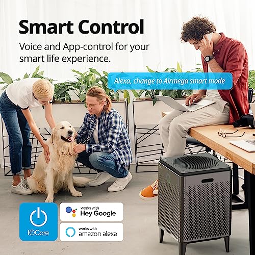 Coway Airmega 400S(G) App-Enabled Smart Technology Compatible with Amazon Alexa True HEPA Air Purifier, Covers 1,560 sq. ft, Graphite