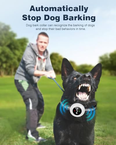 2-in-1 Dog Shock Collar & Dog Bark Collar - Smart Anti Barking Dog Training Collar with 5 Adjustable Sensitivity & 3300FT Remote for All Breeds IP67 Waterproof Rechargeable E-Collar (White)