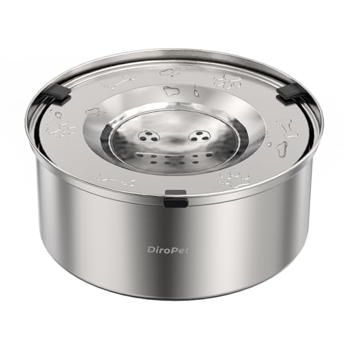 DiroPet Dog Water Bowl No Spill, Food-Grade Stainless Steel Dog Bowls, 3L/101oz Large Capacity Slow Water Feeder, No Spill Water Bowl for Dog, Vehicle Carried Travel Water Bowl for Medium Large Dogs