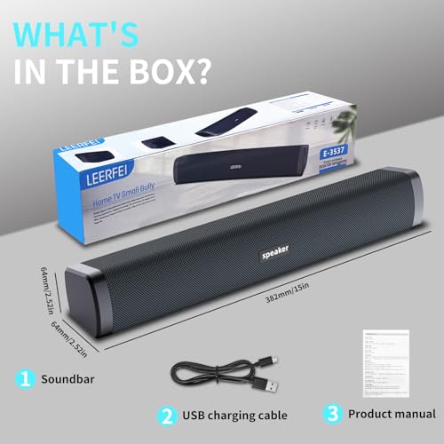 OOYY Home Portable Wireless Sound Bar with Bluetooth, Home Theater TV Sound Bar System Compatible for PC, Laptop, Smartphones