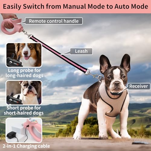 PaiPaitek Dog Shock Collar with Smart Training Leash, 1600ft Waterproof Electric Collar with 3 Training Options for Dogs Automatic Stop Pull and Remote Recall