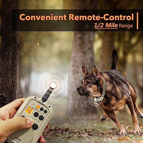 PATPET Shock Collar with APP Control - 1/2 Mile Range Bluetooth-Enabled Waterproof Dog Training Collar with Remote, 2-in-1 Shock Collar for Large Medium Dogs(15-140lbs)