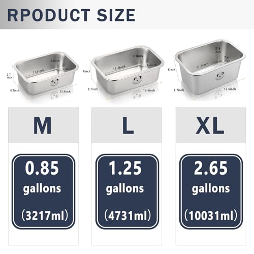 Stainless Steel Dog Bowls for Large Dogs, High Capacity Metal Dog Food Bowls, Dog Food and Water Bowls for Large, X-Large, and Big Dogs 1.25 Gallons