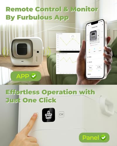 Furbulous TRUE Odor-Free Self Cleaning and Packing Litter Box, Automatic Cat Litter Box with Self-Pack and Refill System, APP Control, includes Trash Bags, Extra Large Space for 3.3-25 lbs Cats
