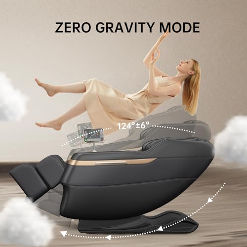 Real Relax 2024 Massage Chair, Full Body Massage Zero Gravity Mode, with Foot Massage, Bluetooth, LCD, Waist Heater, Black