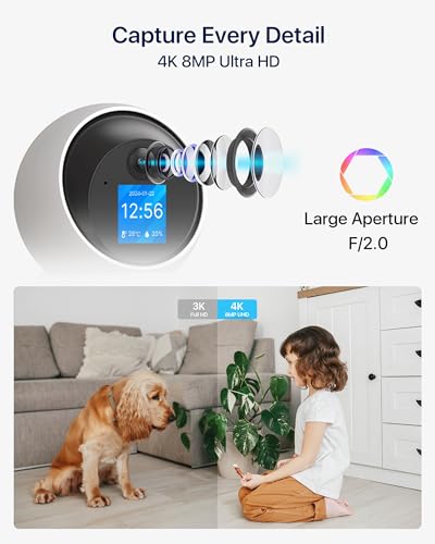 ZOSI 4K Pan/Tilt Smart Security Camera Indoor, Plug in 2.4/5GHz WiFi Camera, 2 Way Video, Motion Tracking, 8MP Baby/Pet Dog Monitor with Phone app, C519M8 360° View Home Cam, Cloud & SD Card Storage