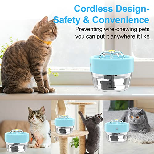 Cat Water Fountain, Automatic Battery Operated Cat Water Fountain with Motion Sensor, Smart Water Dispenser Rechargeable for Cat Dog Ultra Quiet Pump, BPA-Free