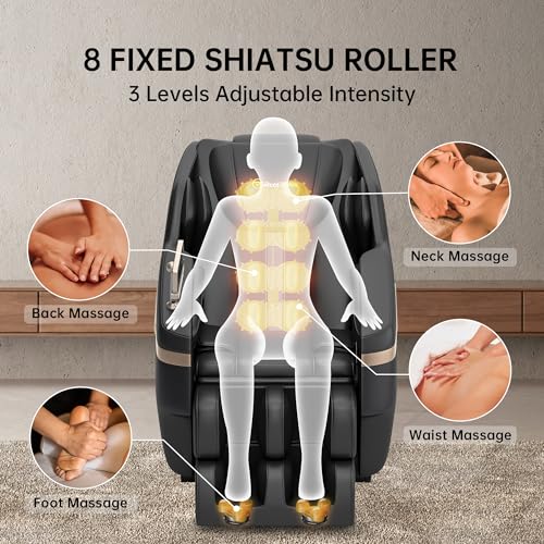 Real Relax 2024 Massage Chair, Full Body Massage Zero Gravity Mode, with Foot Massage, Bluetooth, LCD, Waist Heater, Black