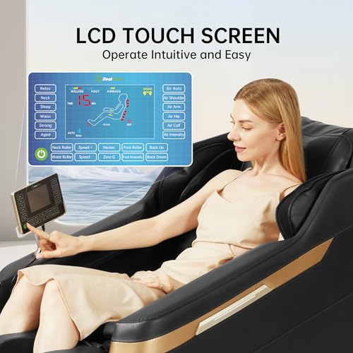 Real Relax 2024 Massage Chair, Full Body Massage Zero Gravity Mode, with Foot Massage, Bluetooth, LCD, Waist Heater, Black