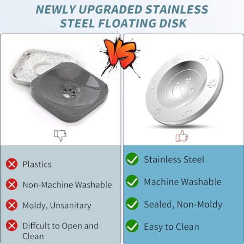 DiroPet Dog Water Bowl No Spill, Food-Grade Stainless Steel Dog Bowls, 3L/101oz Large Capacity Slow Water Feeder, No Spill Water Bowl for Dog, Vehicle Carried Travel Water Bowl for Medium Large Dogs