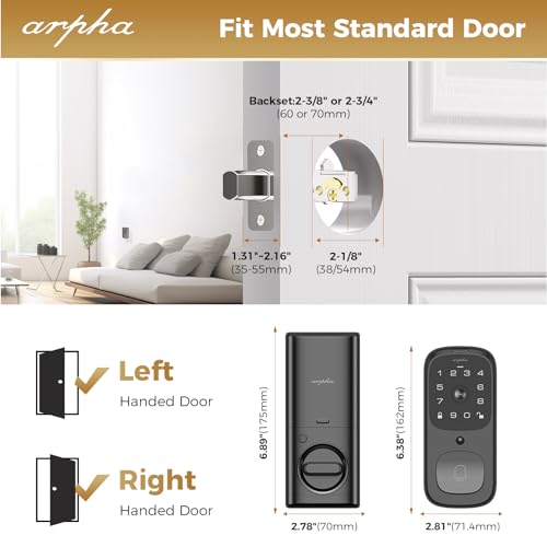 ARPHA Smart Door Lock with Video Camera - 6 in 1 Camera+Doorbell+Fingerprint Keyless Entry Door Lock, Wi-Fi Smart Locks for Front Door with 32GB SD Card, Electronic Digital Door Lock with Keypad