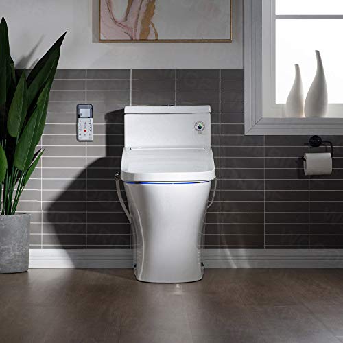 WOODBRIDGE One Piece 1.1GPF/1.6 GPF Dual Flush Elongated Toilet with Advance Smart Bidet Toilet in White