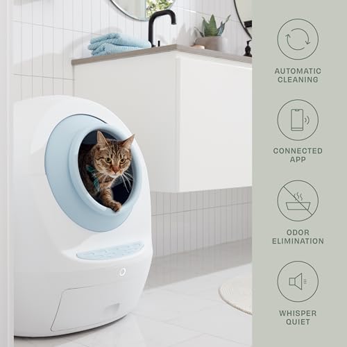 Casa Leo Loo Too Self-Cleaning Litter Box with Anti-Pinch Sensors, Odor Removal, Health Monitoring and Hands-Free App Control for Multiple Cats