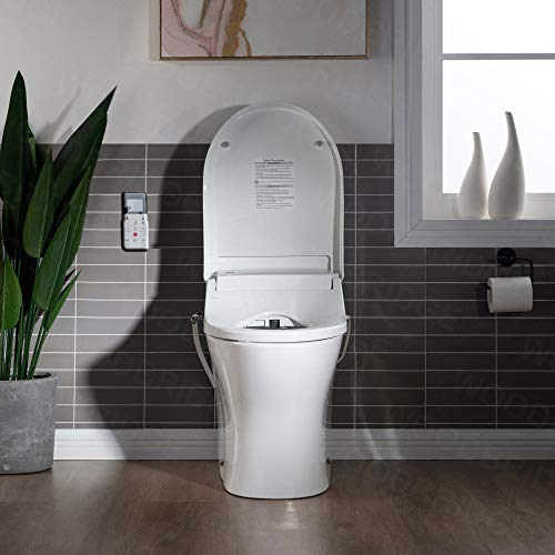 WOODBRIDGE One Piece 1.1GPF/1.6 GPF Dual Flush Elongated Toilet with Advance Smart Bidet Toilet in White