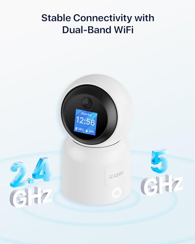 ZOSI 4K Pan/Tilt Smart Security Camera Indoor, Plug in 2.4/5GHz WiFi Camera, 2 Way Video, Motion Tracking, 8MP Baby/Pet Dog Monitor with Phone app, C519M8 360° View Home Cam, Cloud & SD Card Storage