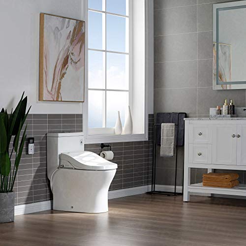 WOODBRIDGE One Piece 1.1GPF/1.6 GPF Dual Flush Elongated Toilet with Advance Smart Bidet Toilet in White