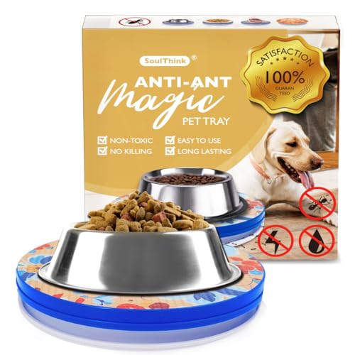SoulThink Ant Proof Cat Dog Bowl Tray - SoulThink x Simone Miller 2024 Collaboration Pet Food Dish Indoor No Chemical No Water Needed Different from Traditional Ant Trap (Orchid Flower)