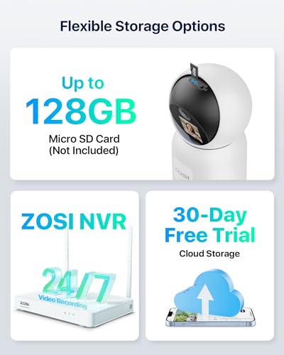 ZOSI 4K Pan/Tilt Smart Security Camera Indoor, Plug in 2.4/5GHz WiFi Camera, 2 Way Video, Motion Tracking, 8MP Baby/Pet Dog Monitor with Phone app, C519M8 360° View Home Cam, Cloud & SD Card Storage