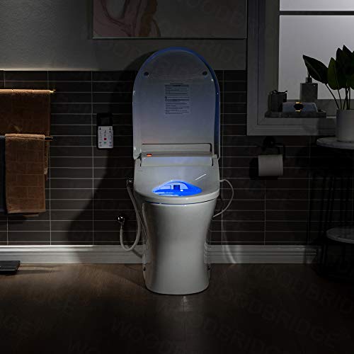 WOODBRIDGE One Piece 1.1GPF/1.6 GPF Dual Flush Elongated Toilet with Advance Smart Bidet Toilet in White