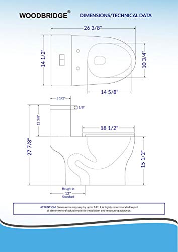WOODBRIDGE One Piece 1.1GPF/1.6 GPF Dual Flush Elongated Toilet with Advance Smart Bidet Toilet in White