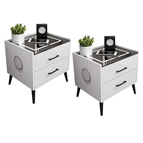 2 Smart LED Wireless Charging Bedside Tables with Speaker