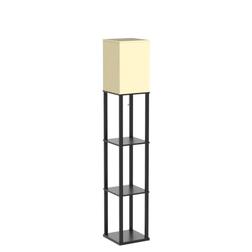 addlon Floor Lamp with Shelves with LED Smart RGB Bulb, 4-Tier Modern Shelf Display for Living Room, Bedroom and Office - Black