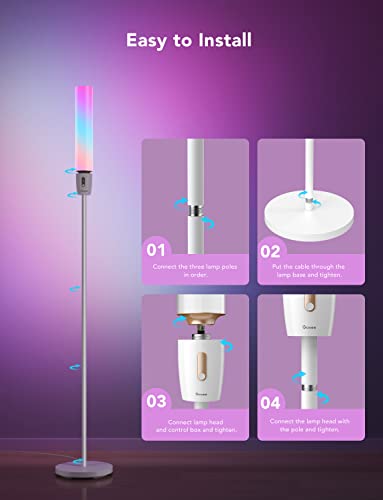Govee RGBIC Cylinder Floor Lamp, LED Corner Floor Lamp with Wi-Fi App Control, Smart Lamp with 64+ Scenes, DIY Mode, Music Sync, 1500 Lumens Modern Lamp for Bedroom, Living Room
