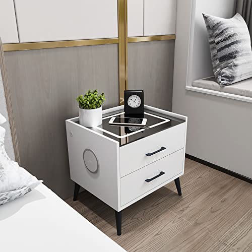 2 Smart LED Wireless Charging Bedside Tables with Speaker