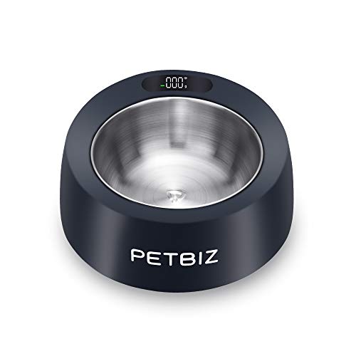 PETBIZ Smart Bowl for Pets, Stainless Pet Bowl with Built-in Digital Scale, Feeding Suggestion (Jet Black)
