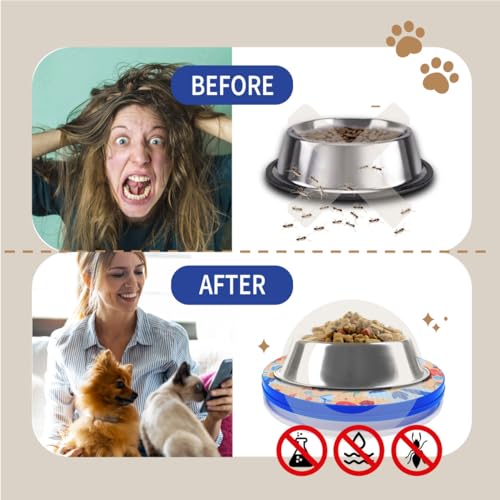 SoulThink Ant Proof Cat Dog Bowl Tray - SoulThink x Simone Miller 2024 Collaboration Pet Food Dish Indoor No Chemical No Water Needed Different from Traditional Ant Trap (Orchid Flower)