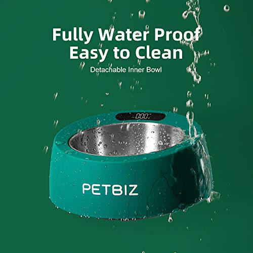 PETBIZ Smart Bowl for Pets, Stainless Pet Bowl with Built-in Digital Scale, Feeding Suggestion (Jet Black)