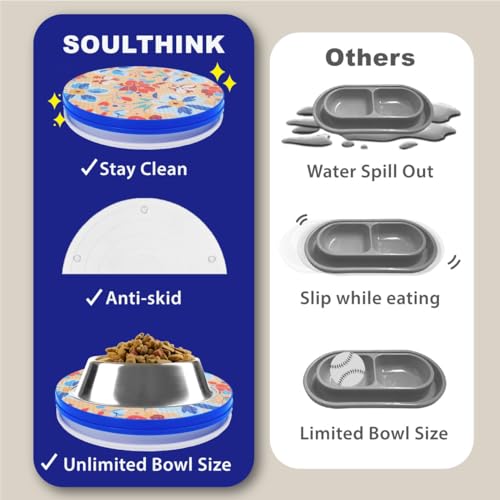 SoulThink Ant Proof Cat Dog Bowl Tray - SoulThink x Simone Miller 2024 Collaboration Pet Food Dish Indoor No Chemical No Water Needed Different from Traditional Ant Trap (Orchid Flower)