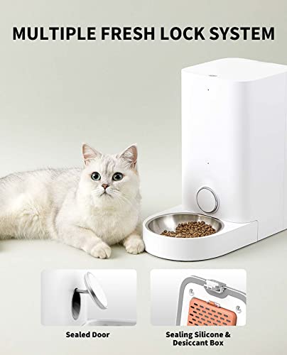 PETKIT Automatic Cat Feeder, 2.4GHz WiFi Automatic Pet Feeder for Cats and Dogs Smart Pet Dry Food Dispenser, Up to 10 Meals per Day, Low Food Reminder, App Control