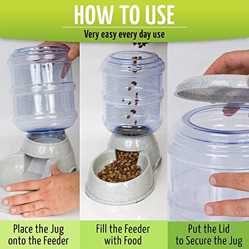 Zone Tech Self-Dispensing Pet Feeder - Premium Quality Durable Self-Dispensing Gravity 1 Gallon Pet Feeder Food Bowl- 2 Pack Automatic Pet Feeder, Cat Feeder, Dog Feeder