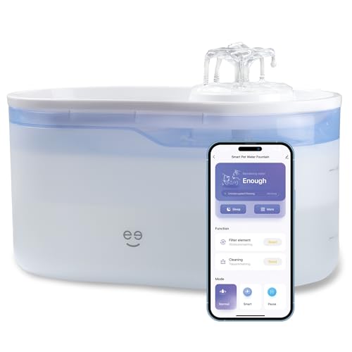 Geeni PetConnect 2.6L Smart Pet Water Fountain, Automatic Filtered Water Bowl for Cats and Dogs, Wi-Fi Controlled, Alexa & Google Home Compatible, Clean and Fill Alerts, White