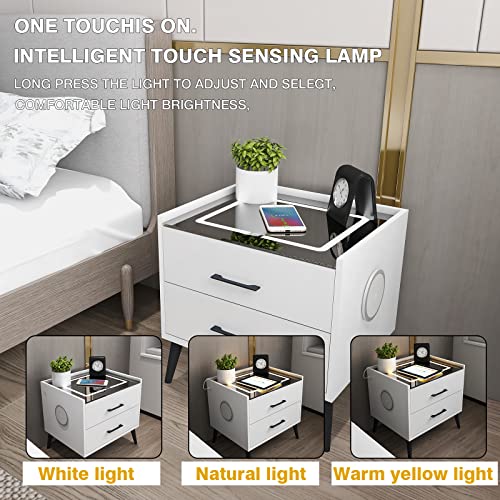 2 Smart LED Wireless Charging Bedside Tables with Speaker