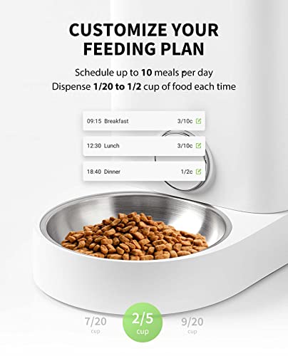 PETKIT Automatic Cat Feeder, 2.4GHz WiFi Automatic Pet Feeder for Cats and Dogs Smart Pet Dry Food Dispenser, Up to 10 Meals per Day, Low Food Reminder, App Control